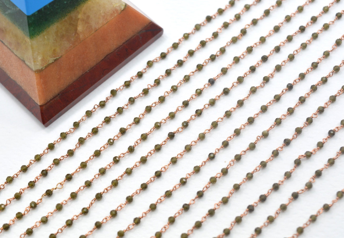 Charming Cat Eye Rosary Chain in 925 Silver - 2mm