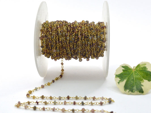 Vintage Rosary Chain - Sapphire 925 Silver Gold 2mm