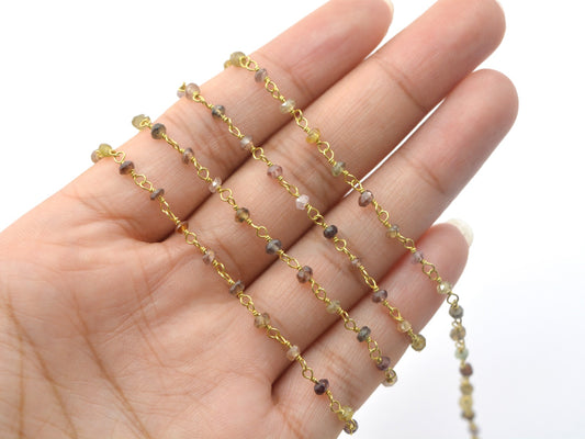 Tunduru Sapphire Rosary Chain, 925 Sterling Silver, 2mm Faceted - view 3