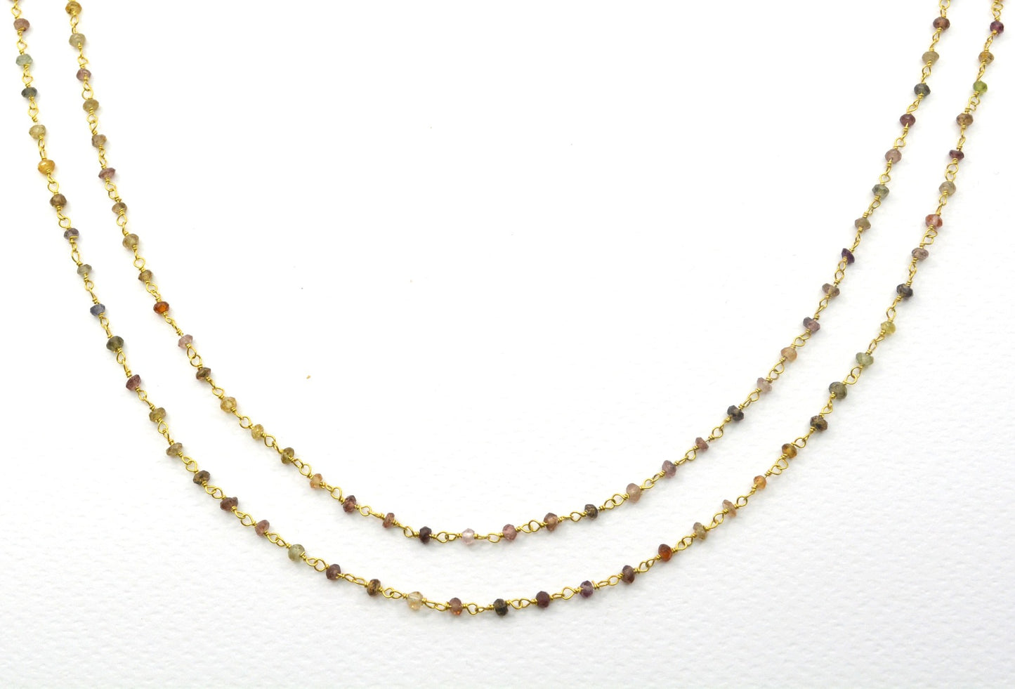 Vintage Rosary Chain - Sapphire 925 Silver Gold 2mm