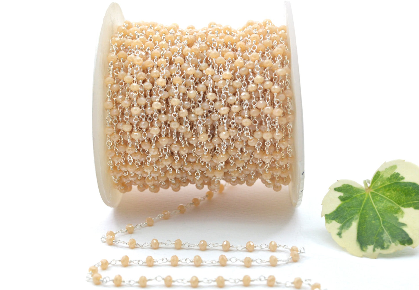 Chalcedony Rosary Chain - 925 Silver Gold, 2mm #3