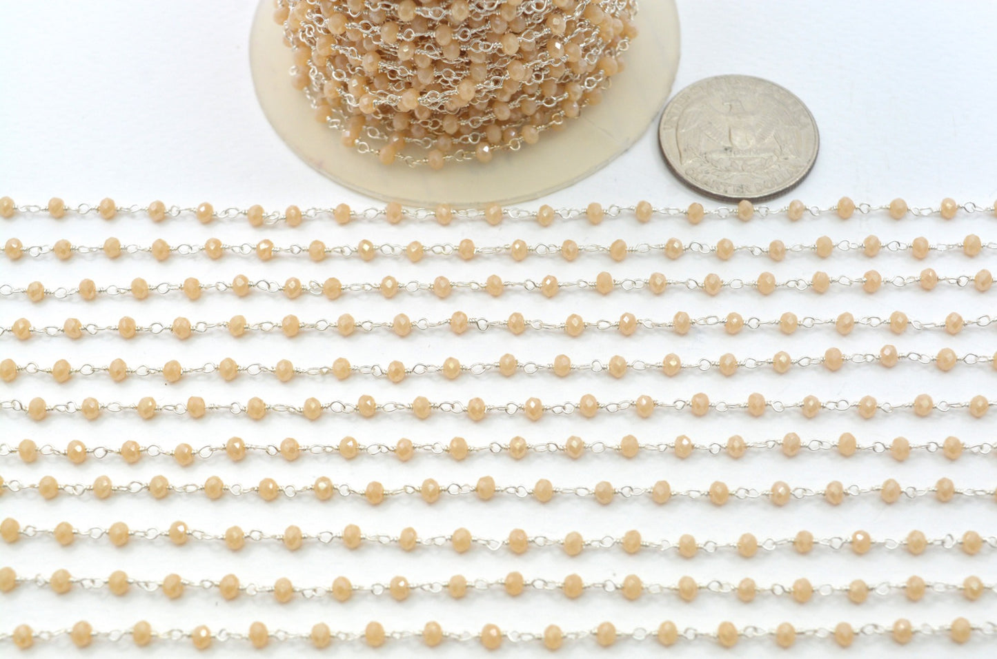 Chalcedony Rosary Chain - 925 Silver Gold, 2mm #3