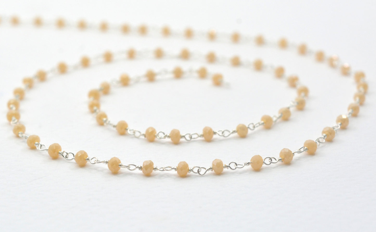 Chalcedony Rosary Chain - 925 Silver Gold, 2mm #3