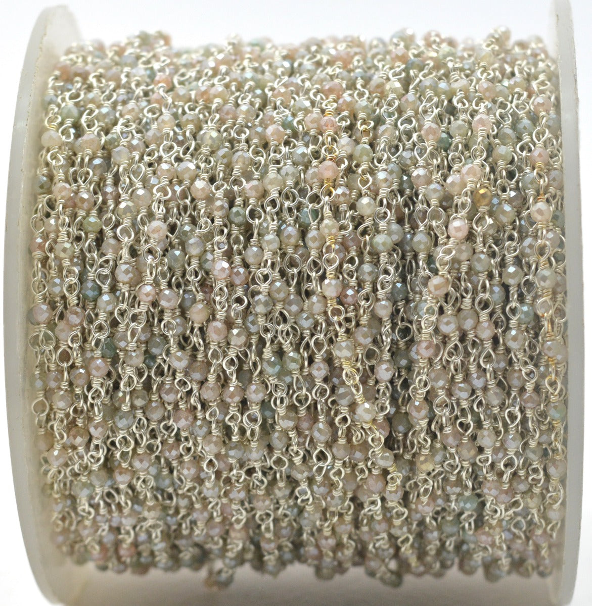 925 Gold Silver Rosary Chain with Stone - 2mm