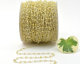 Yellow Jade Rosary Chain, 925 Sterling Silver, 2mm Faceted