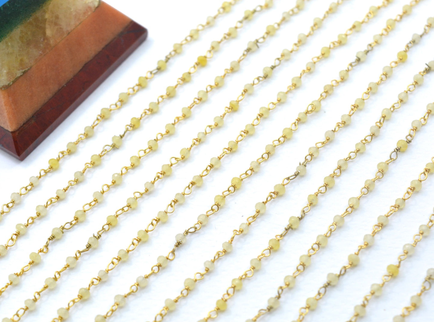 Stunning 925 Silver Gold Rosary Chain - Stone 2mm #2