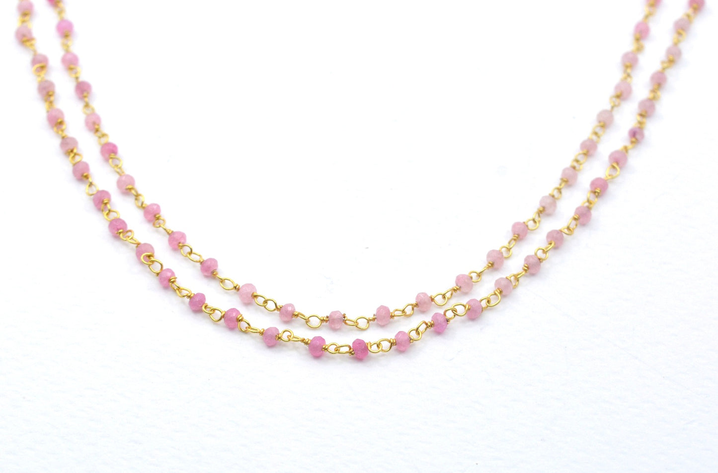 Unique 925 Silver Gold Rosary Chain - Jade 2mm