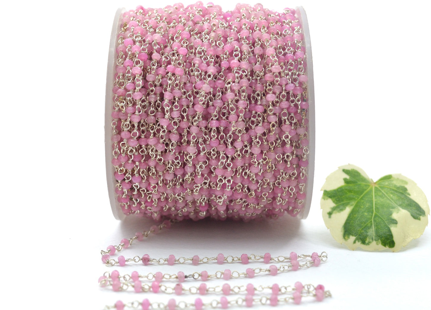 Unique 925 Silver Gold Rosary Chain - Jade 2mm