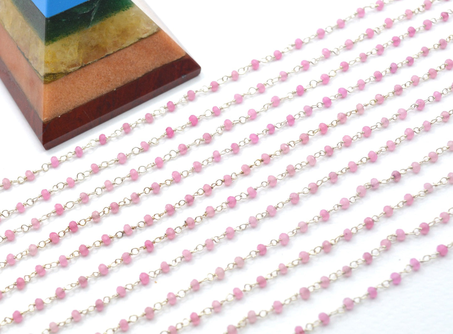 Unique 925 Silver Gold Rosary Chain - Jade 2mm