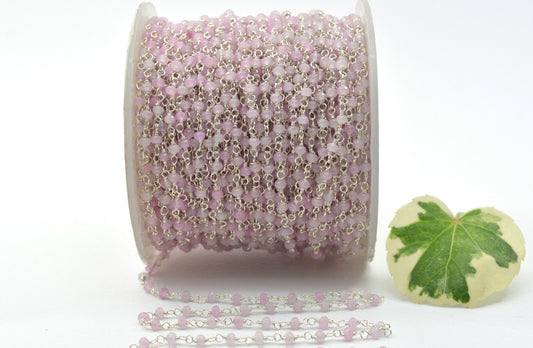 Vintage 925 Silver Gold Rosary Chain - Quartz 2mm