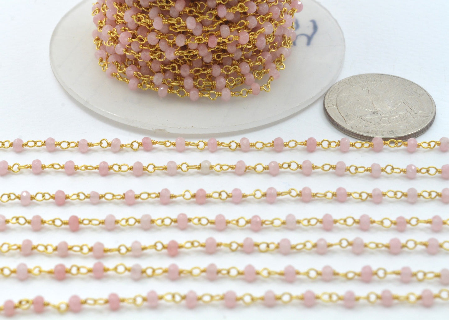 925 Gold Silver Rosary Chain with Opal - 2mm