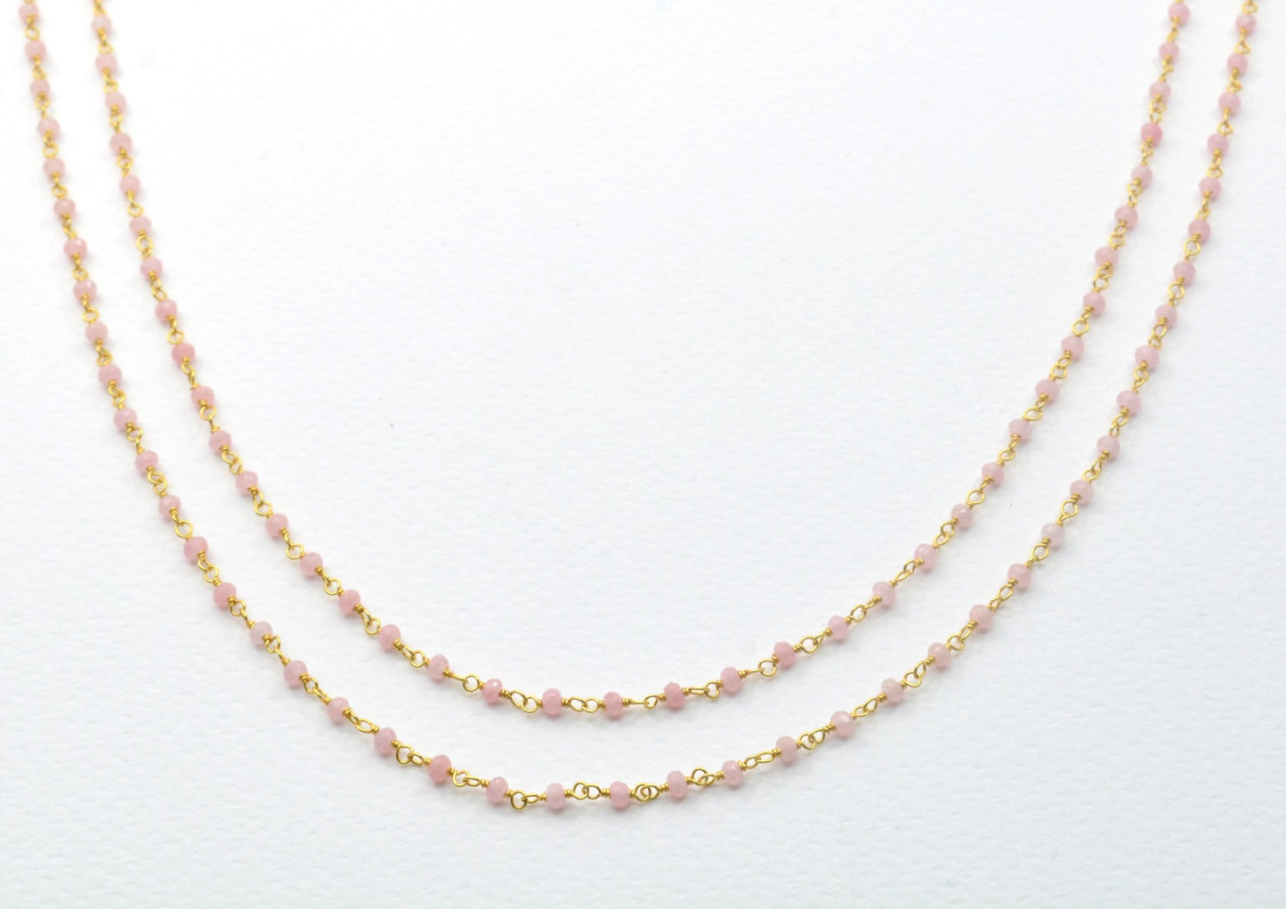 925 Gold Silver Rosary Chain with Opal - 2mm