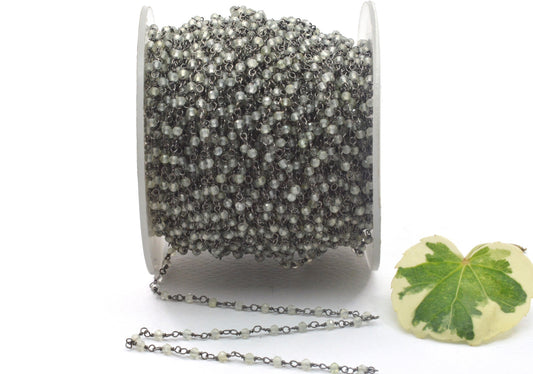 925 Gold Silver Rosary Chain with Jade - 2mm