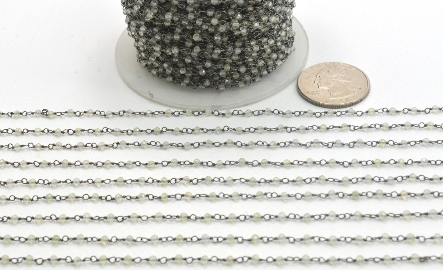 925 Gold Silver Rosary Chain with Jade - 2mm