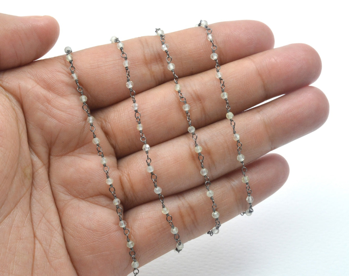 925 Gold Silver Rosary Chain with Jade - 2mm