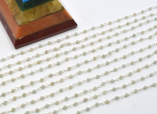 Stone Rosary Chain - 925 Gold Silver, 2mm - view 3
