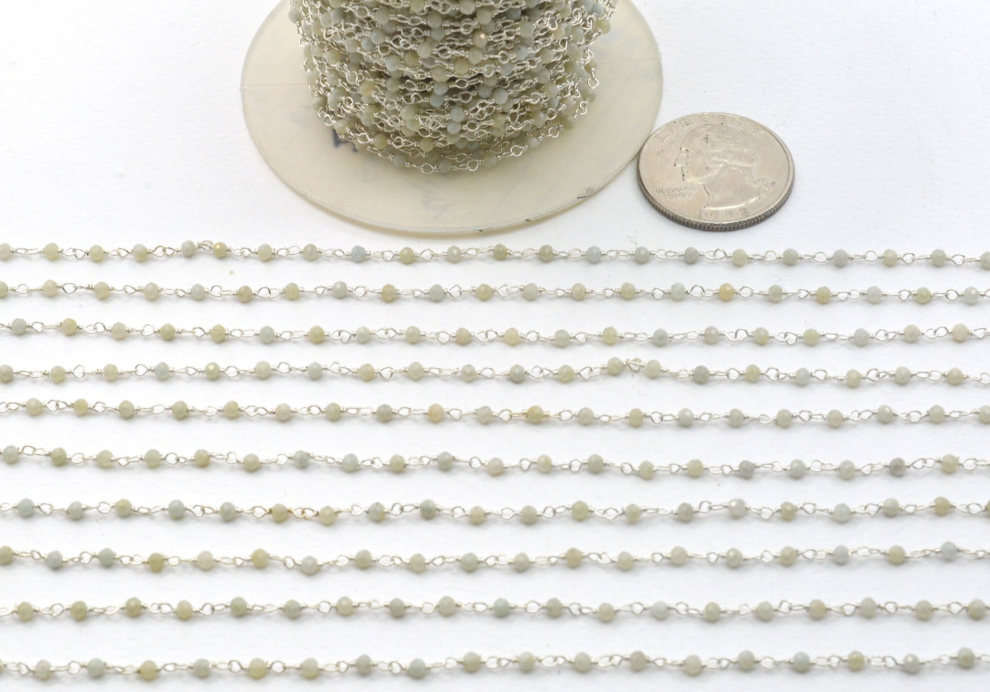 Stone Rosary Chain - 925 Gold Silver, 2mm