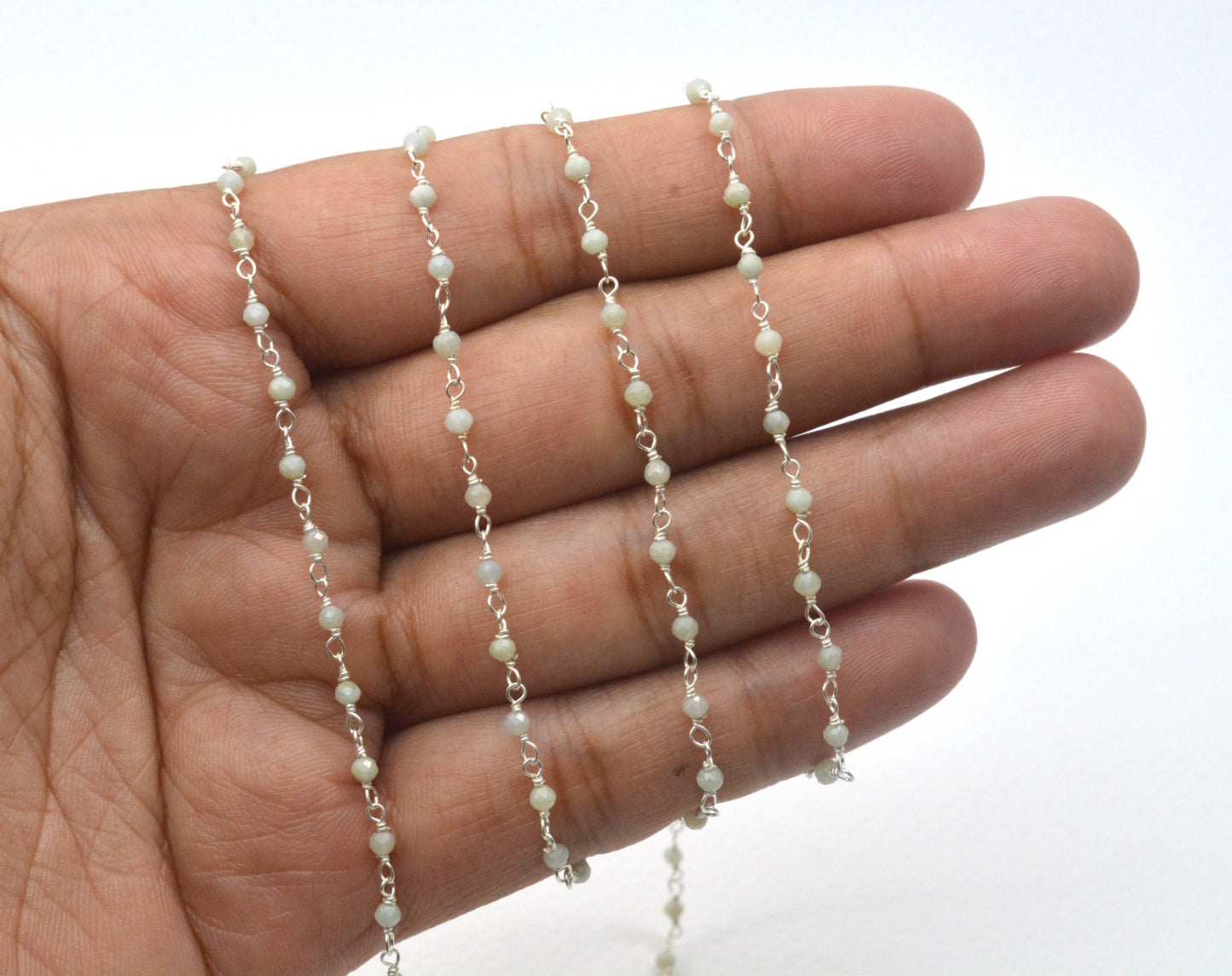 Stone Rosary Chain - 925 Gold Silver, 2mm