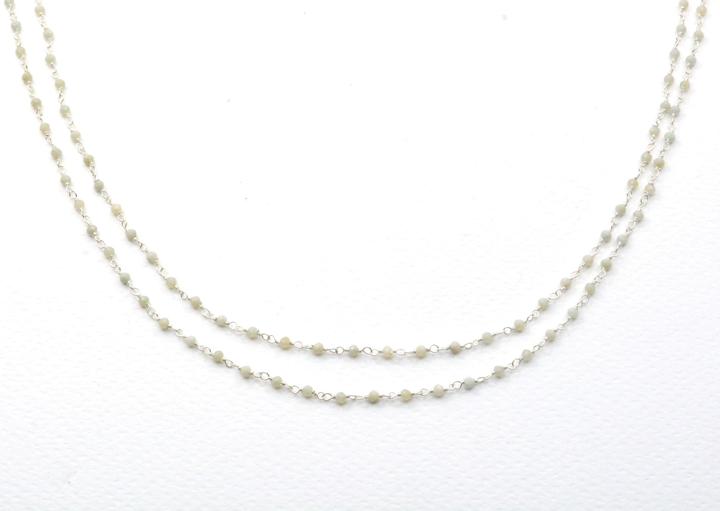 Stone Rosary Chain - 925 Gold Silver, 2mm