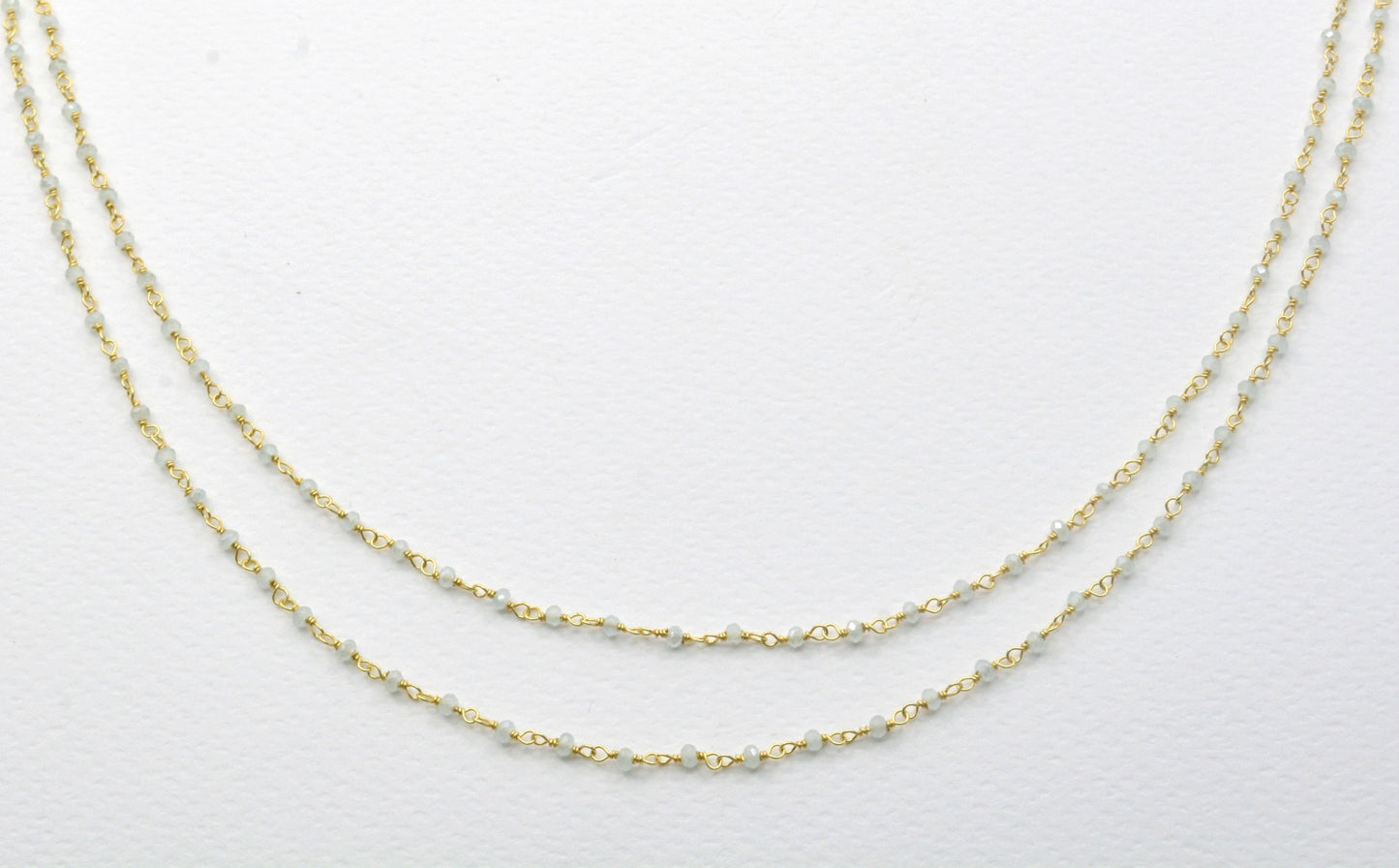 Chalcedony Rosary Chain - 925 Silver Gold, 2mm #4