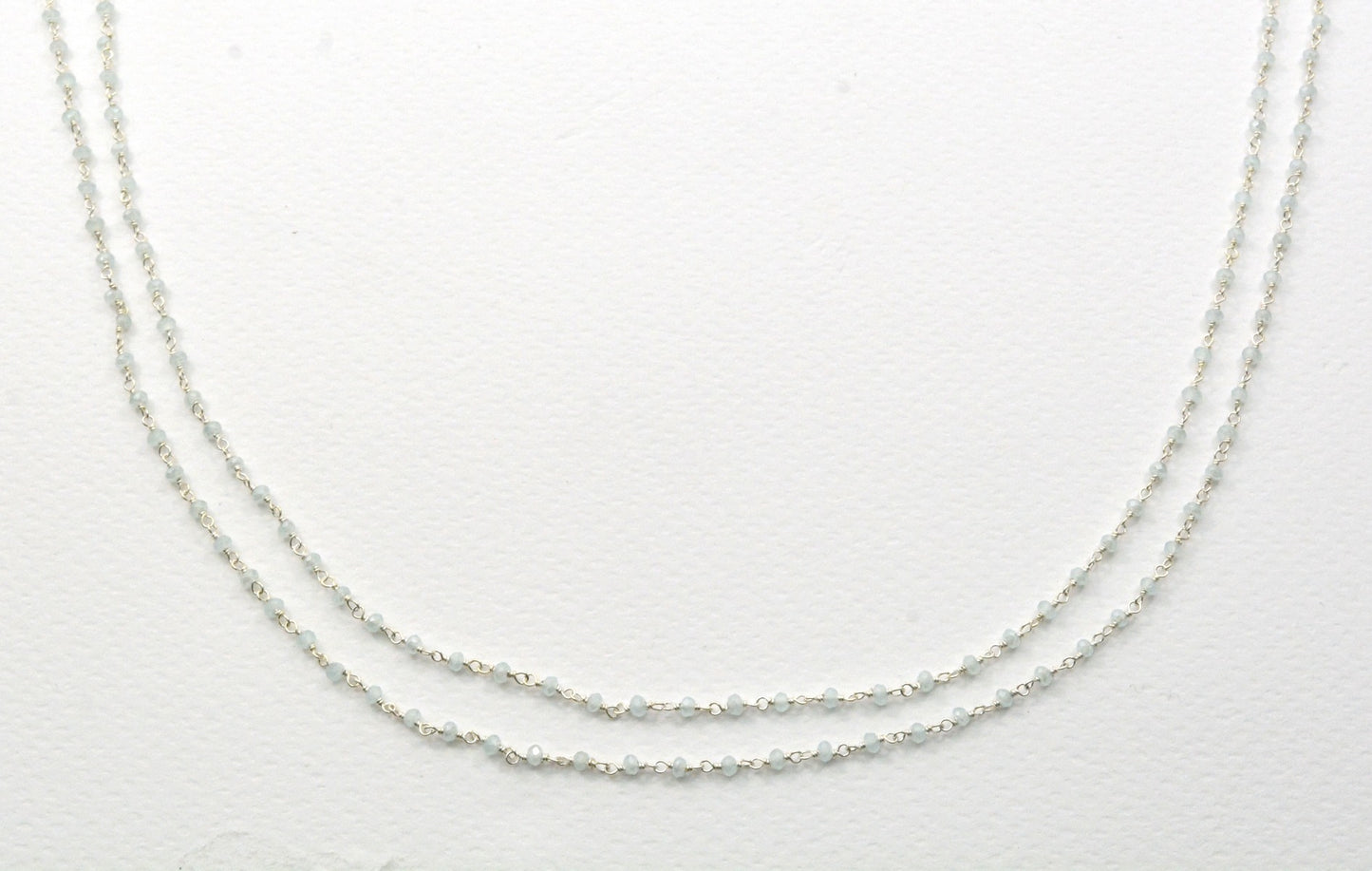 Chalcedony Rosary Chain - 925 Silver Gold, 2mm #4