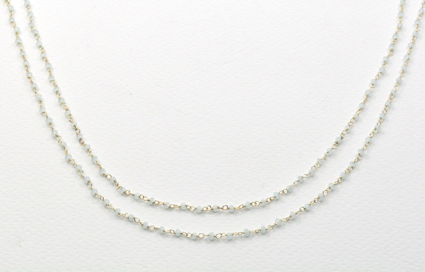 Chalcedony Rosary Chain - 925 Silver Gold, 2mm #5