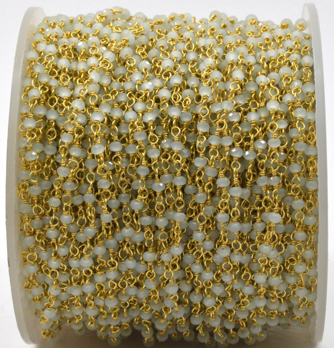 Chalcedony Rosary Chain - 925 Silver Gold, 2mm #5