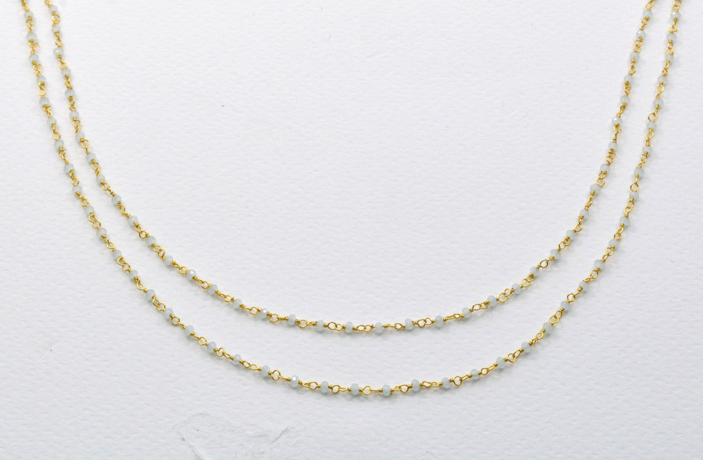 Chalcedony Rosary Chain - 925 Silver Gold, 2mm #5
