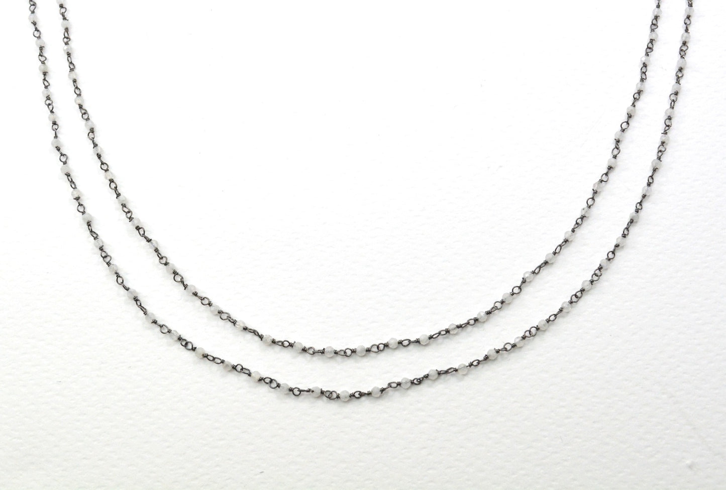 Classic 925 Silver Gold Rosary Chain - Moonstone 2mm