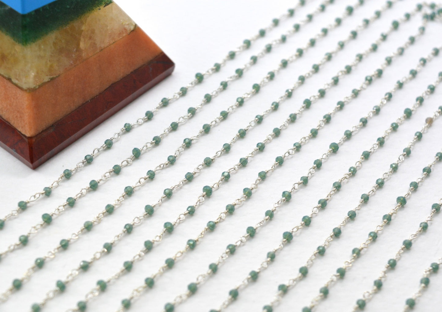 Unique Rosary Chain - Chalcedony 925 Silver 2mm