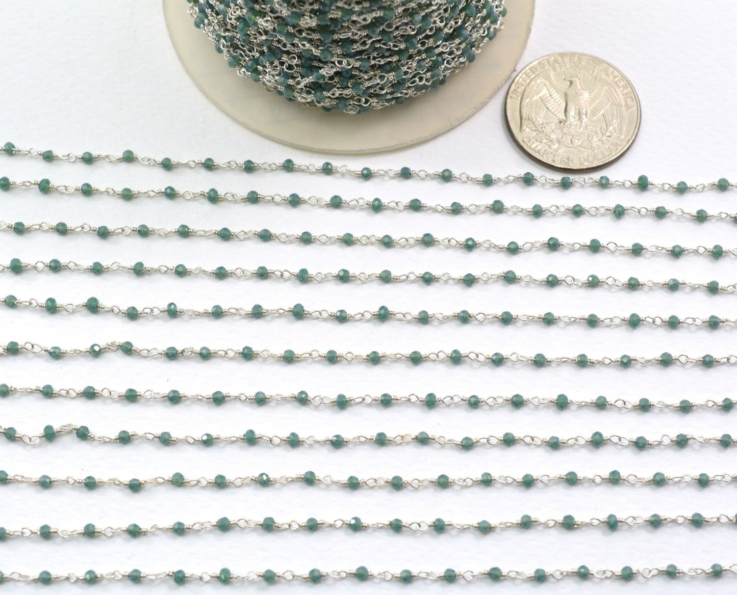 Unique Rosary Chain - Chalcedony 925 Silver 2mm