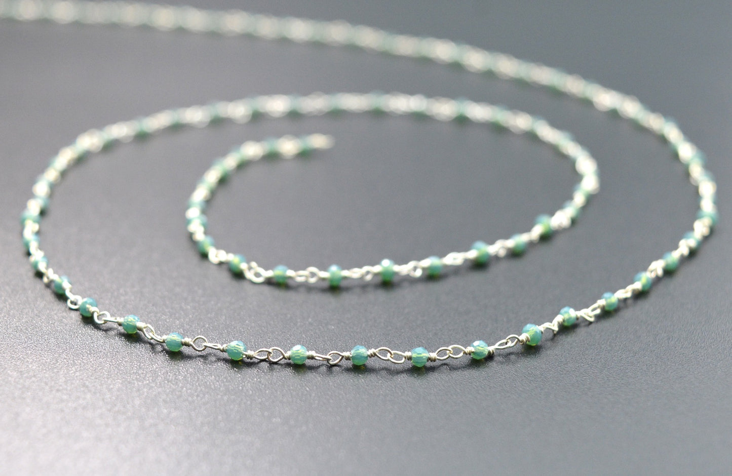 Unique Rosary Chain - Chalcedony 925 Silver 2mm