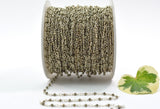 Pyrite Rosary Chain, 925 Sterling Silver, 2mm Faceted