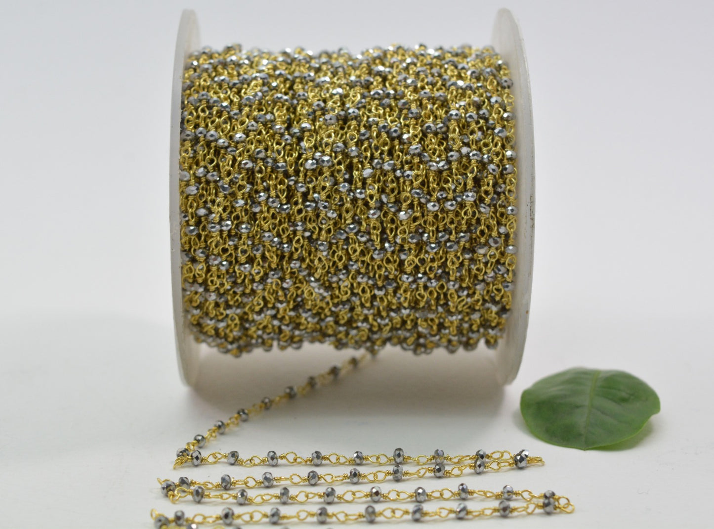 925 Gold Silver Rosary Chain with Chalcedony - 2mm #2