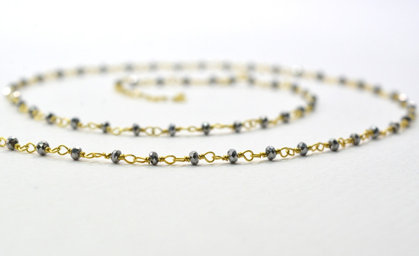 925 Gold Silver Rosary Chain with Chalcedony - 2mm #2