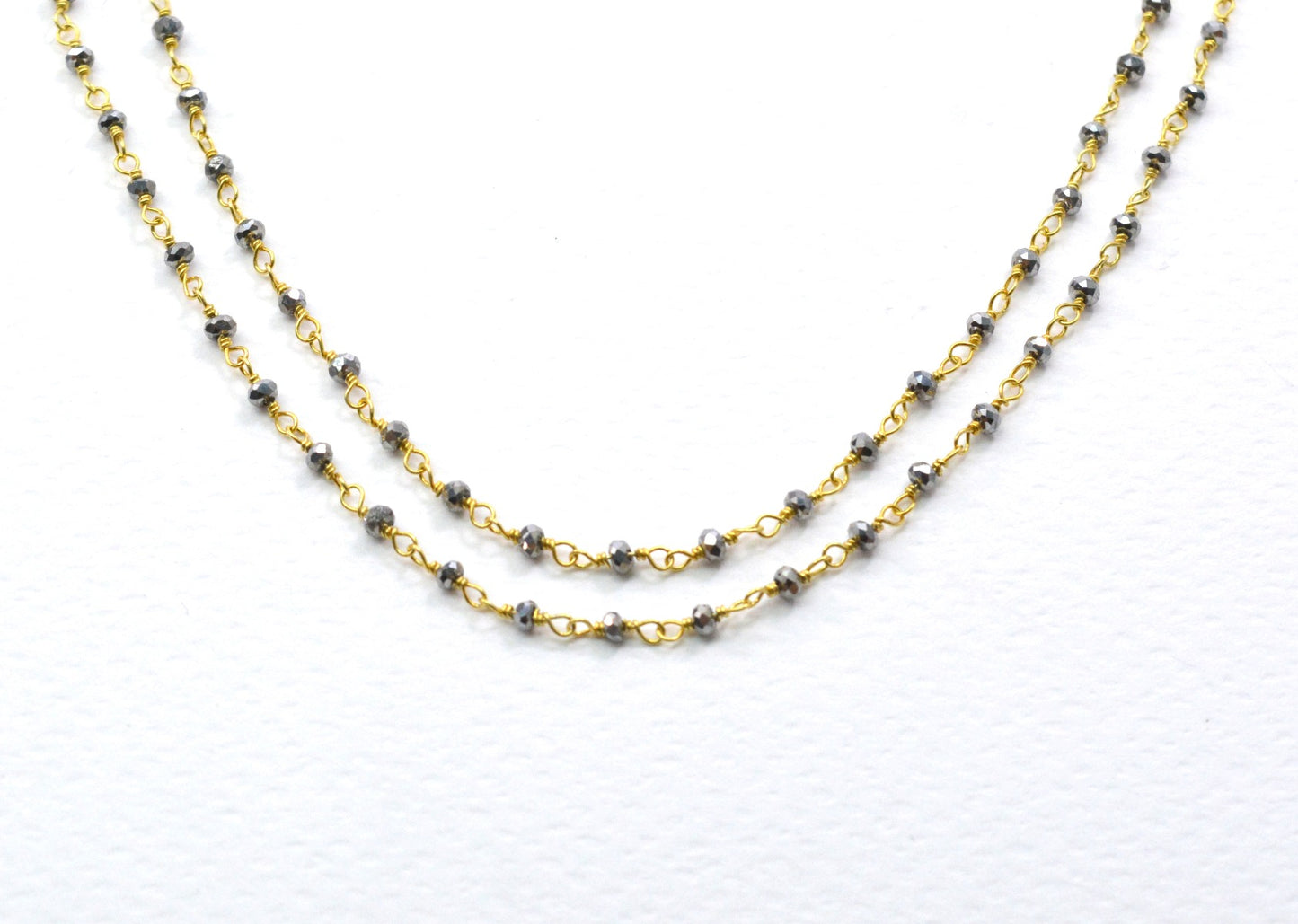 925 Gold Silver Rosary Chain with Chalcedony - 2mm #2