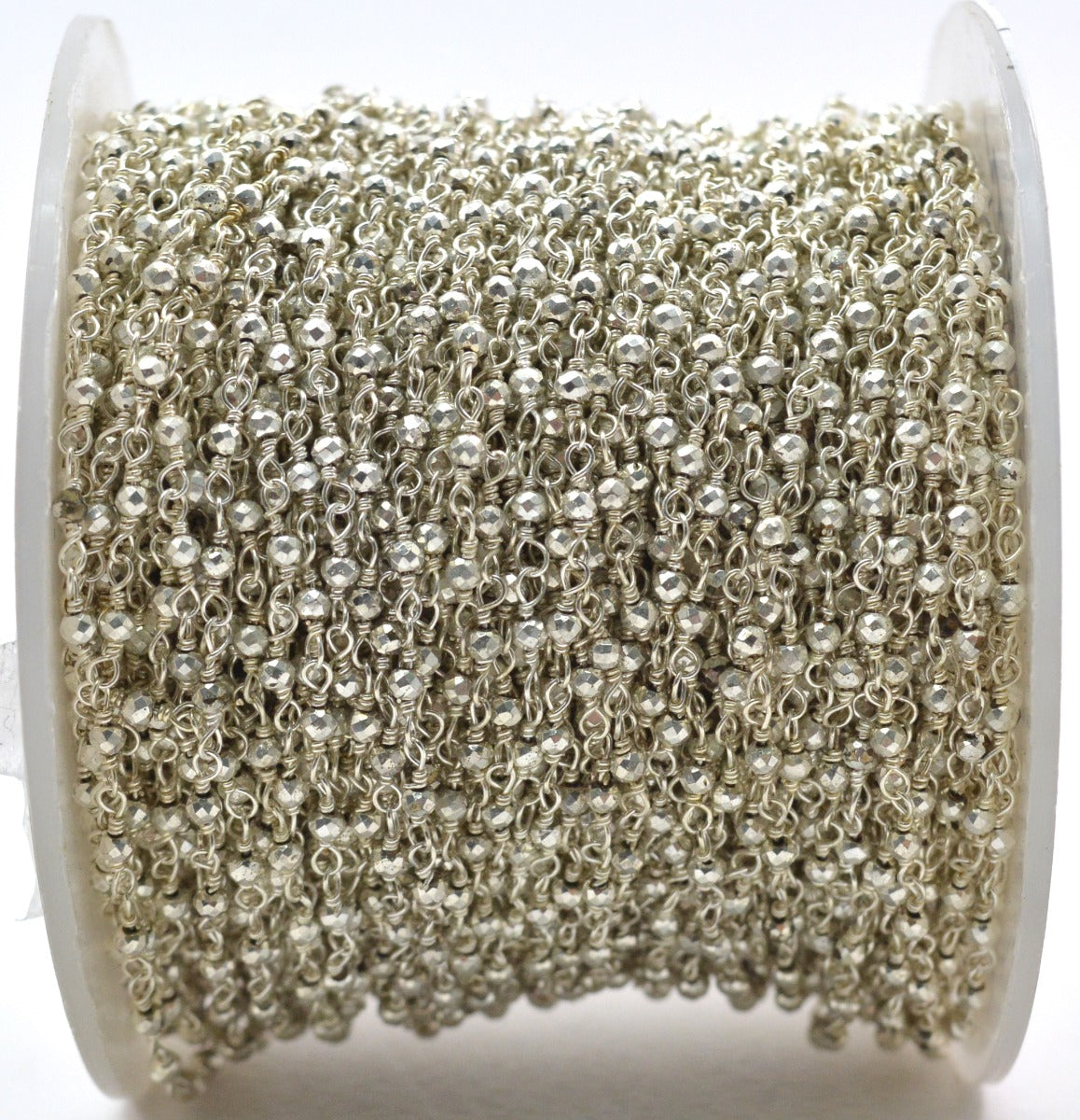 925 Gold Silver Rosary Chain with Pyrite - 2mm