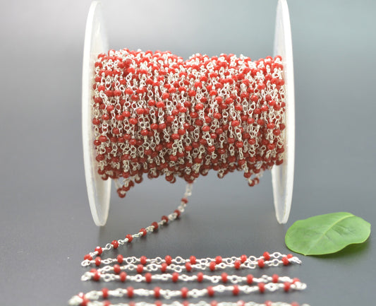 Gorgeous 925 Silver Gold Rosary Chain - Chalcedony 2mm #2