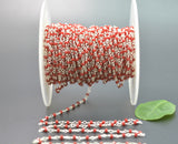 Ruby Chalcedony Rosary Chain, 925 Sterling Silver, 2mm Faceted