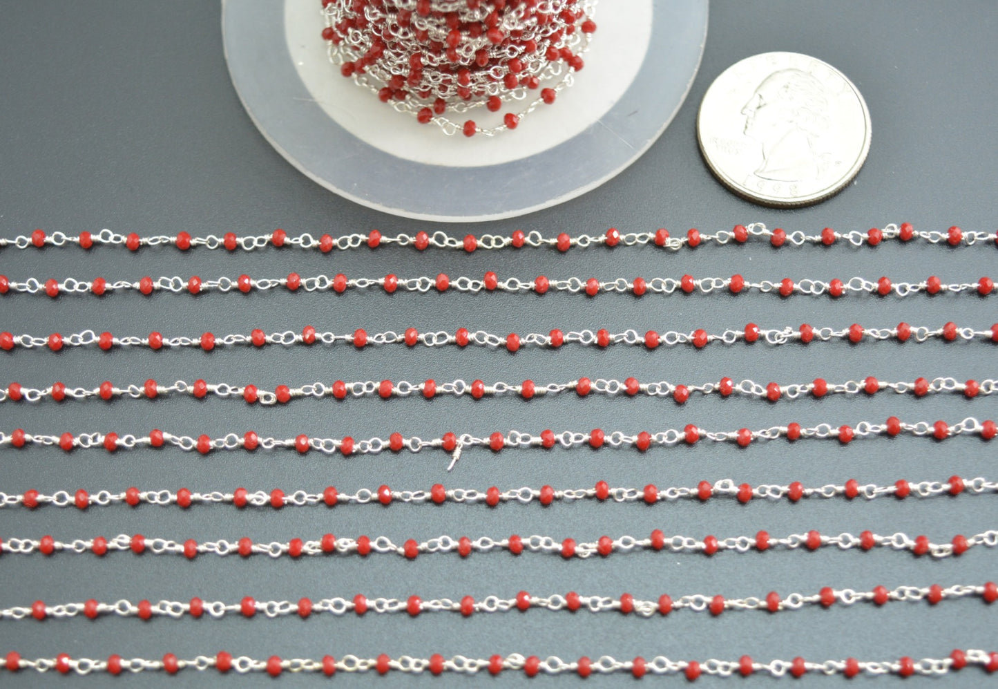 Gorgeous 925 Silver Gold Rosary Chain - Chalcedony 2mm #2