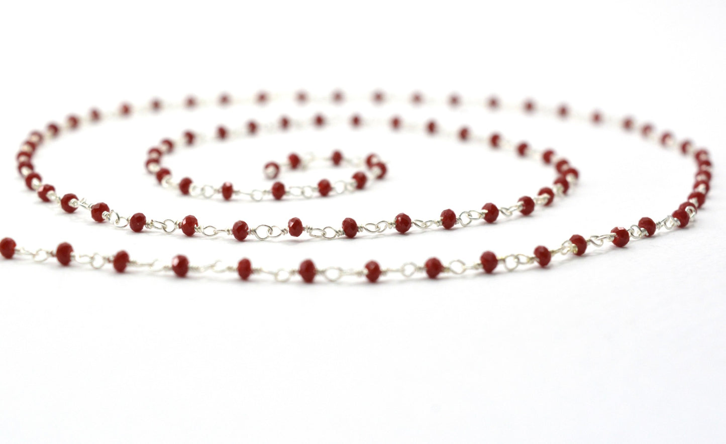 Gorgeous 925 Silver Gold Rosary Chain - Chalcedony 2mm #2