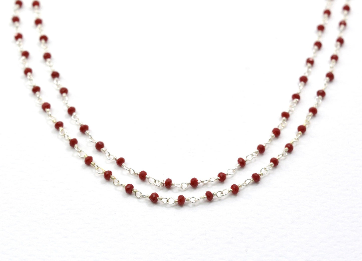 Gorgeous 925 Silver Gold Rosary Chain - Chalcedony 2mm #2