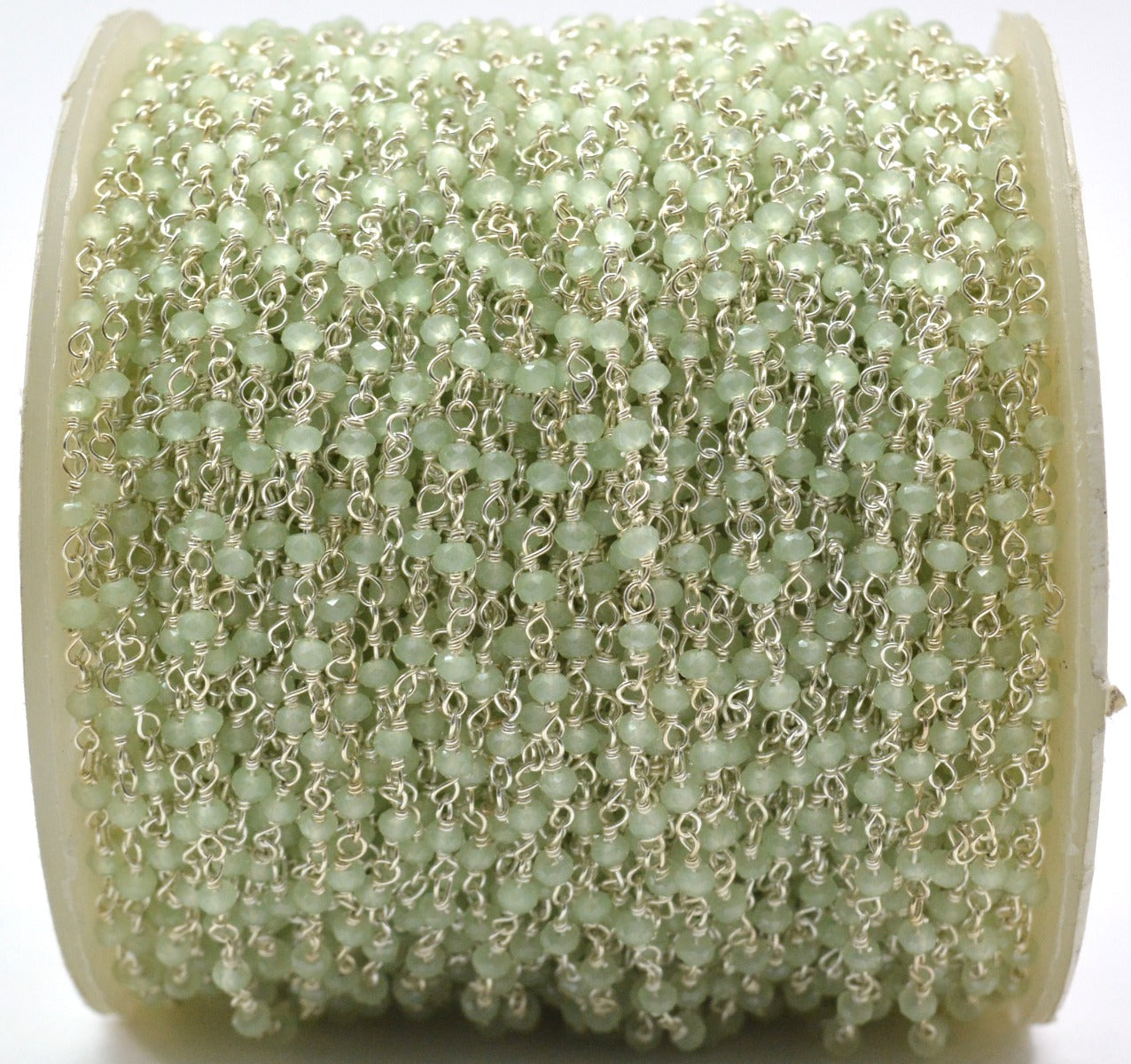 Gorgeous 925 Gold Silver Rosary Chain - Chalcedony 2mm