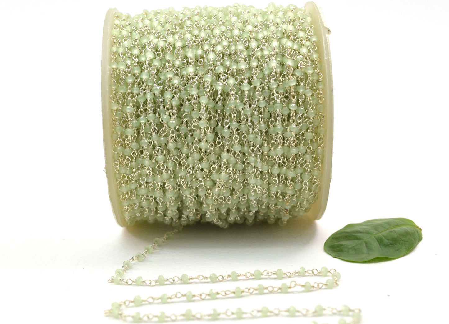 Gorgeous 925 Gold Silver Rosary Chain - Chalcedony 2mm