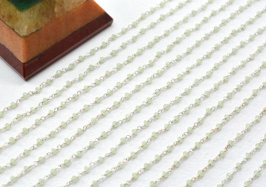Gorgeous 925 Gold Silver Rosary Chain - Chalcedony 2mm - view 3