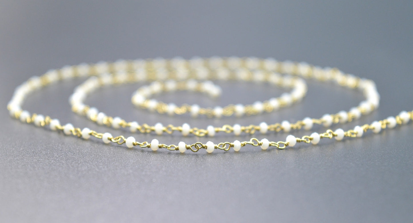 925 Silver Gold Rosary Chain with Chalcedony - 2mm #3