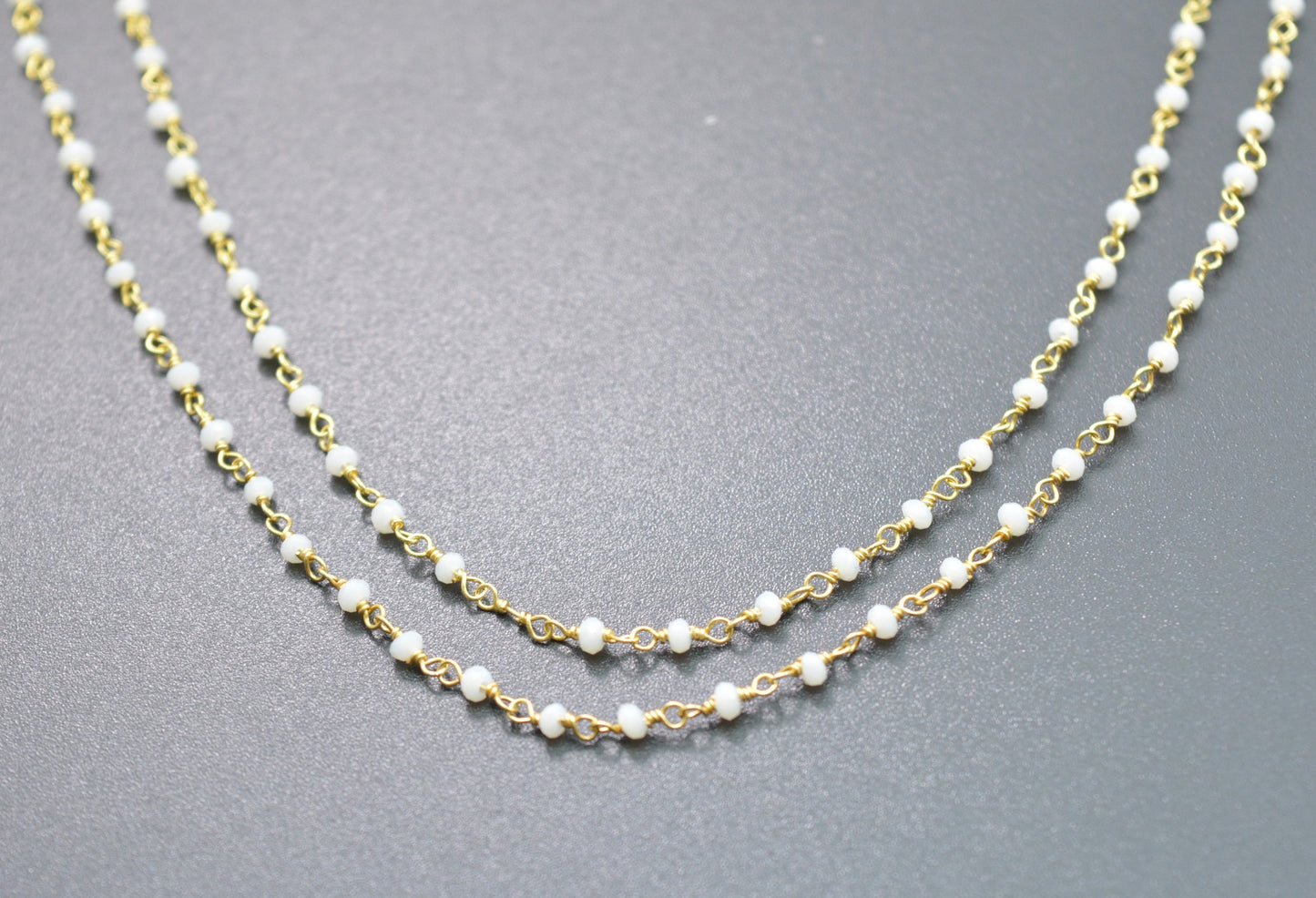 925 Silver Gold Rosary Chain with Chalcedony - 2mm #3