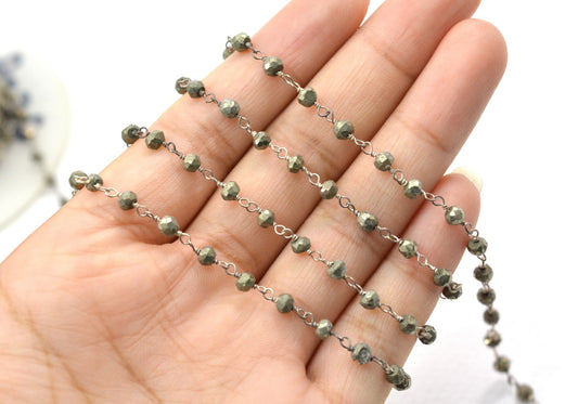 925 Gold Silver Rosary Chain with Stone - 2mm #2 - view 3