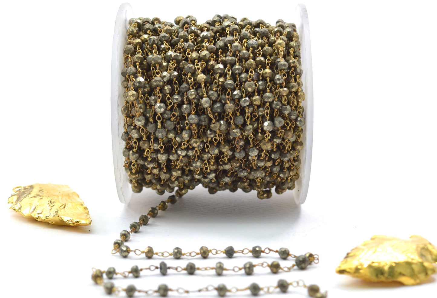 925 Gold Silver Rosary Chain with Stone - 2mm #2