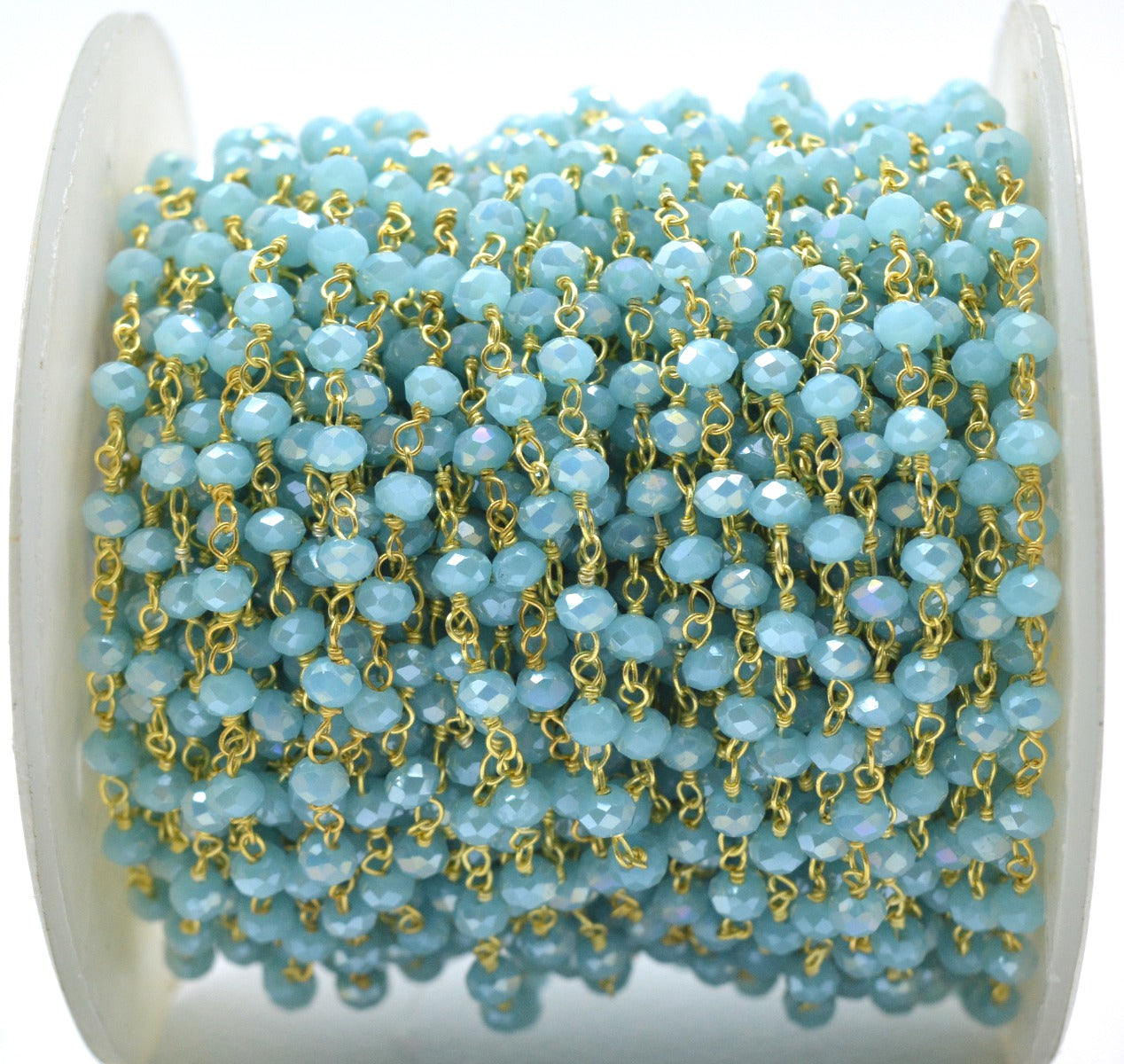 925 Silver Gold Rosary Chain with Chalcedony - 3mm